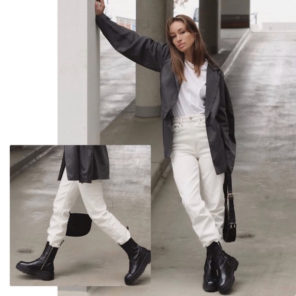 Zara Leather Ankle Boots with Lug Soles - Picture 9 of 16